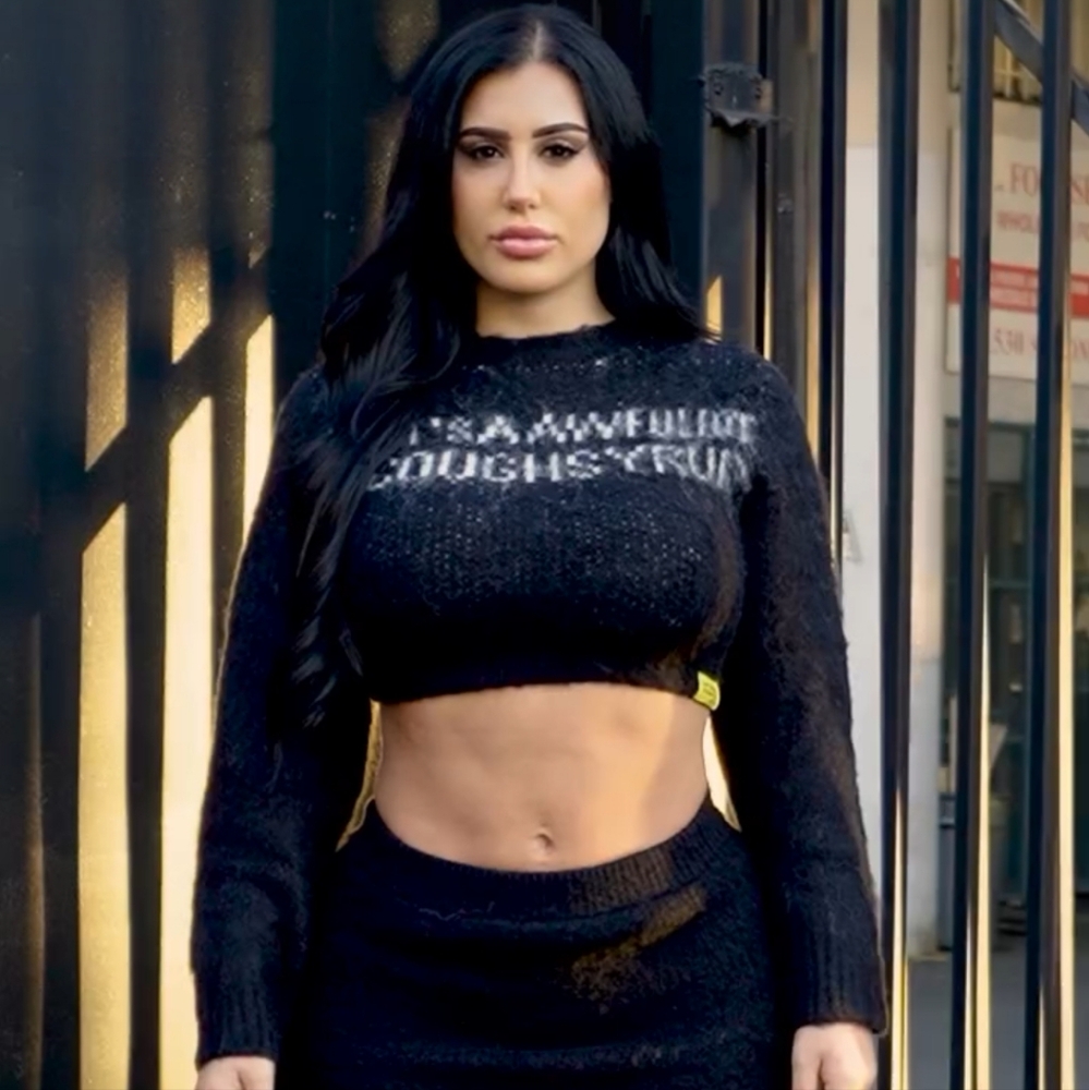NEW Mohair Awful Lot of Cough Syrup Cropped Sweater Black XL Desto Dubb